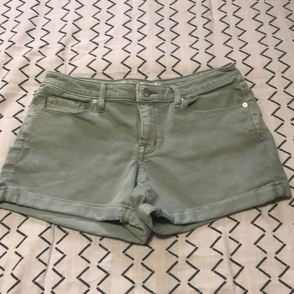 Green jean shorts